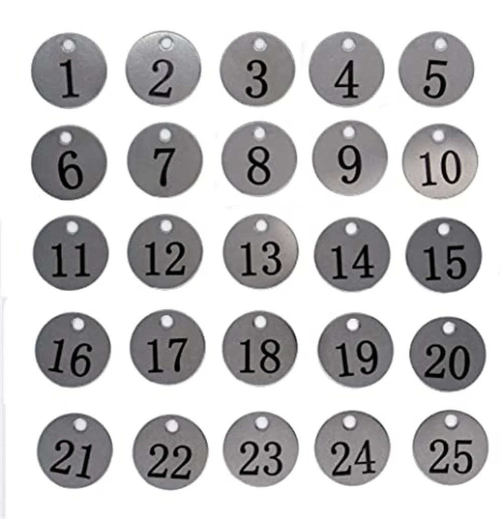 

New 200pcs/lot Patio Lawn Garden Decorations Stainless Steel Number Tags with Key Rings Motel Hotel Luggage Labels