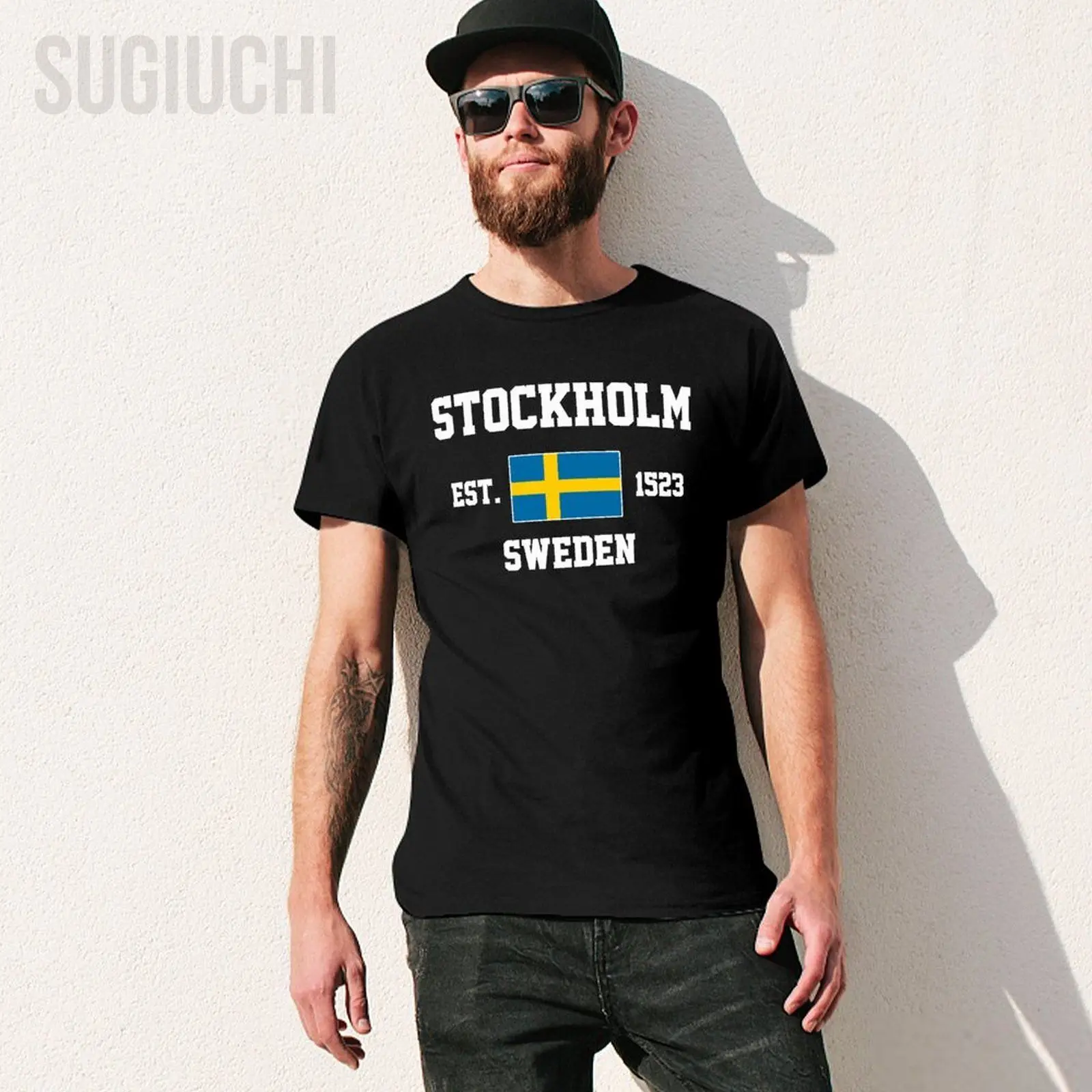 Patriotic Flag Sweden EST.1523 Stockholm Men Tshirt Tees T-Shirt O-neck T Shirts Women Boys Clothing 100% Cotton