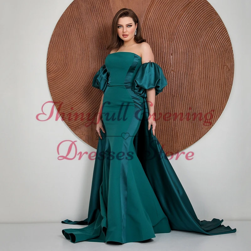 Thinyfull 2025 Sexy Mermaid Prom Evening Dresses Saudi Arabia Lantern Sleeve Dress Formal Night Cocktail Prom Gowns Custom Size