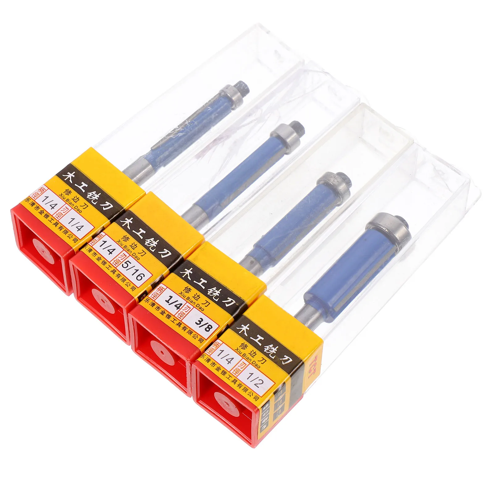 

4pcs 2-Flute 1/4'' Straight Router Bit Carbon Steel Milling Cutter High Precision Anti-Kickback Trimming Tool For Wood Composite