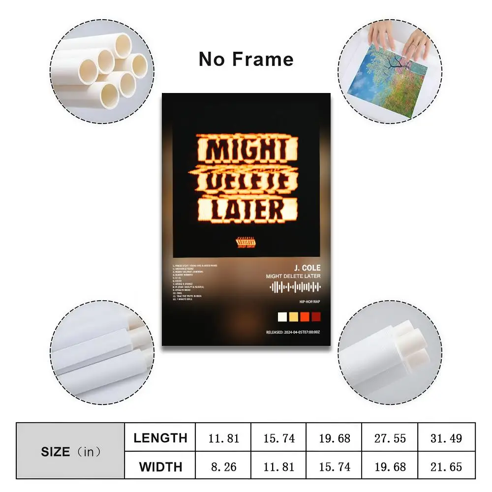 J C-Cole Poster Peelable Self-Adhesive Album Cover Poster Stickers, Frameless Wall Art for Singer Band Pop Rap Bedroom
