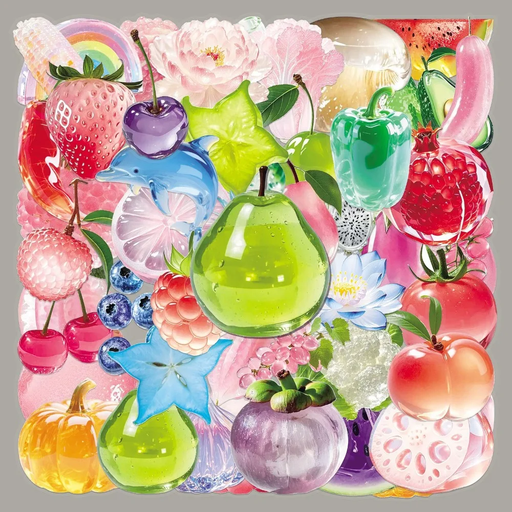 

50Pcs Clear PET Transparent Stickers Cute Cartoon Decals for Journal Scrapbook Phone Case Laptop Headphone DIY Craft Supplies