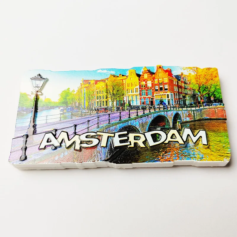 Amsterdam, Netherlands Fridge magnets, Landscape architecture, 3D stereo, tourist souvenirs, decorative home crafts