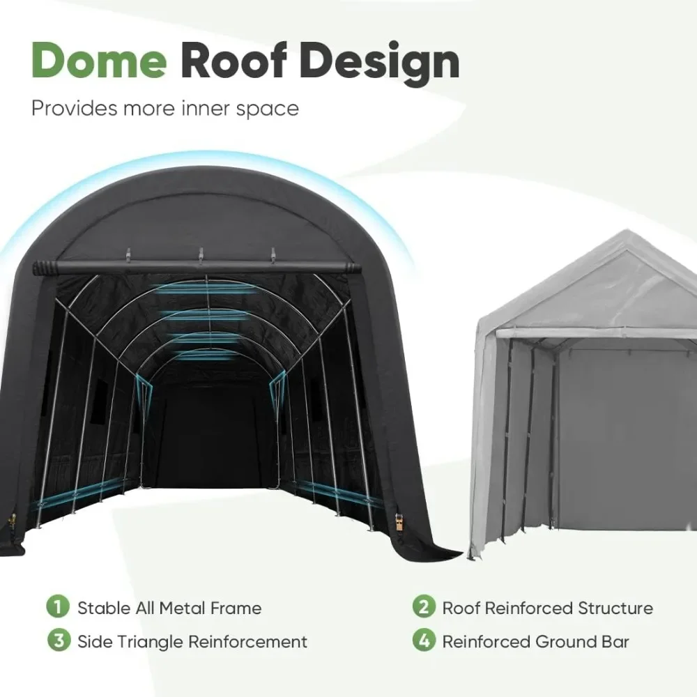 13x20 Ft Large Garage Tent Carports ,with 2 Roll Up Doors & Vents Outdoor Portable Storage Shelter , Outdoor Carports