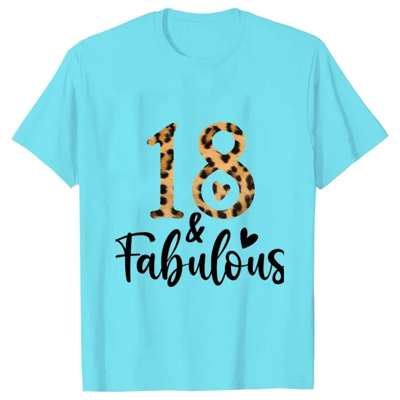 Top donna 18th Birthday Tshirt 18 favolosa t-shirt con grafica leopardata t-shirt oversize Harajuku abbigliamento abbigliamento estivo femminile