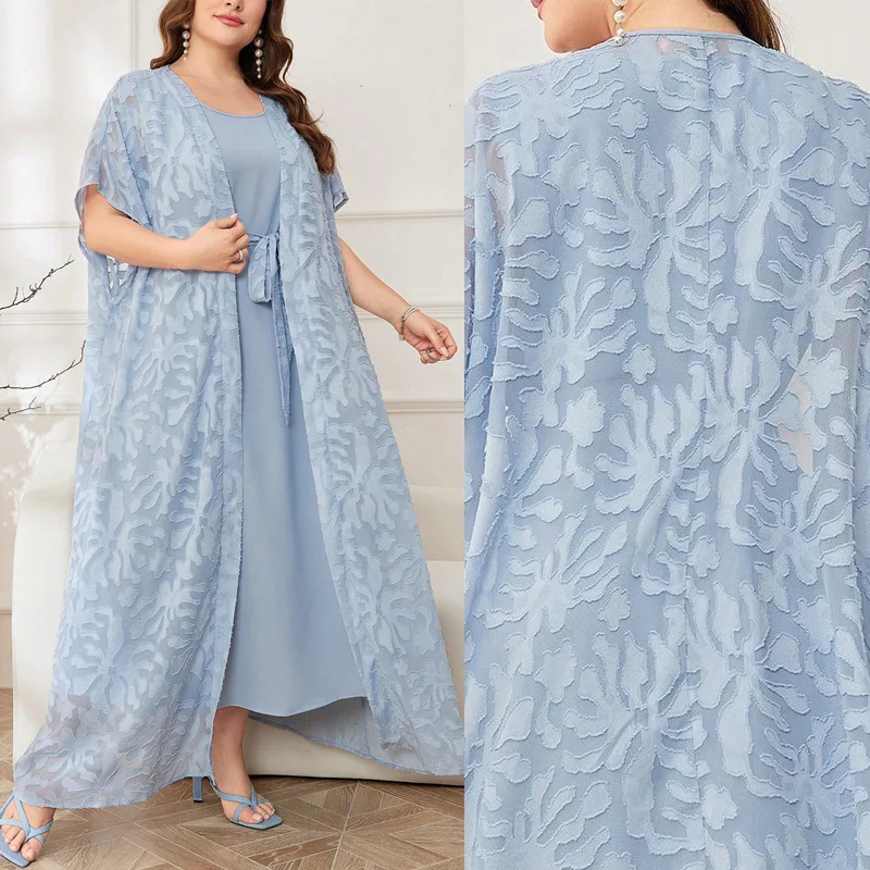 

Middle East Plus Size Fashion Spring Summer New Elegant Office Ethnic Style Lace Print Vest Two Piece Set Trendy Comfortable