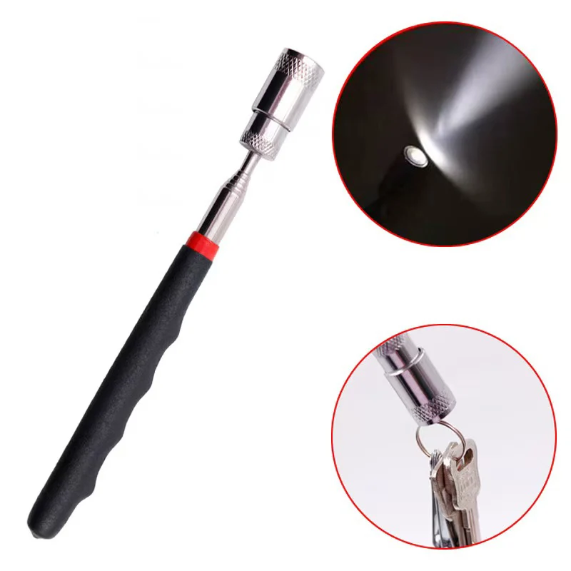 Magnetic Picker Mini Portable Telescopic Magnetic Magnet Pen With Light For Picking Up Nut Bolt Extendable Pickup Rod Stick