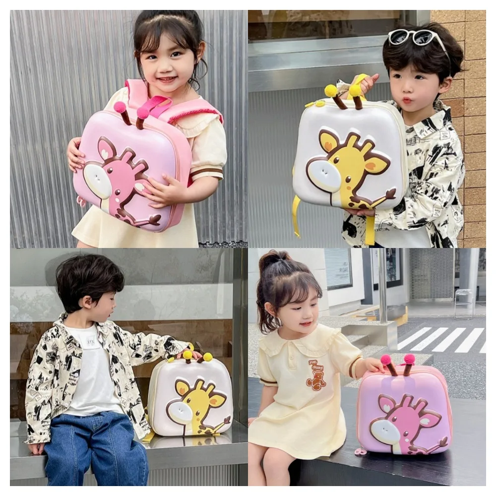 

Square Kids Cartoon Deer Backpack Large Capacity Storage Bag Y2K Children's Deer School Bag Hard Case Travel Bag