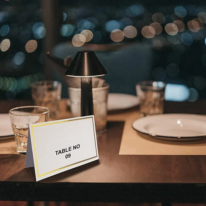 Визитки для свадьбы, упаковка из 100 карт премиум-класса для палатки, для стола с золотой фольгой, 2x4 дюйма, для любого мероприятия