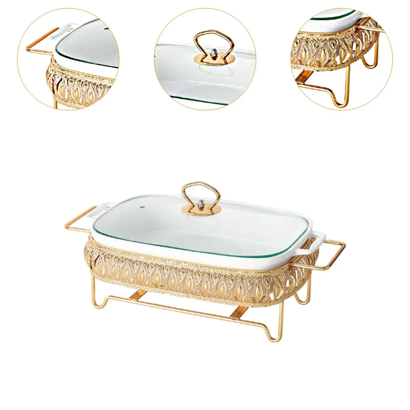 Chafing Dish Tableware Food Plate with Stand Family Food Preserve Tray