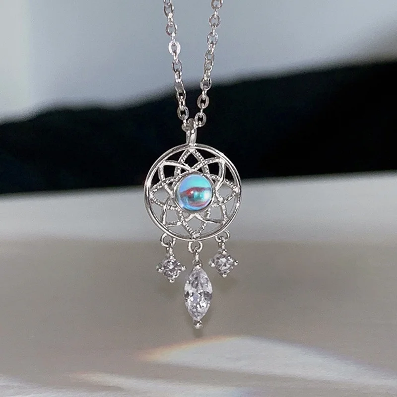 New Style Fashionable Teardrop Moonstone Pendant Necklace For Ladies, Creative Charm, Elegant Party Necklace, Jewelry Gift.