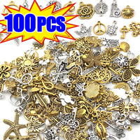 100Pcs Vintage Mixed Metal Animal Birds Charms Beads Handmade DIY Bracelet Pendant Neacklace Clips Jewelry Making Findings