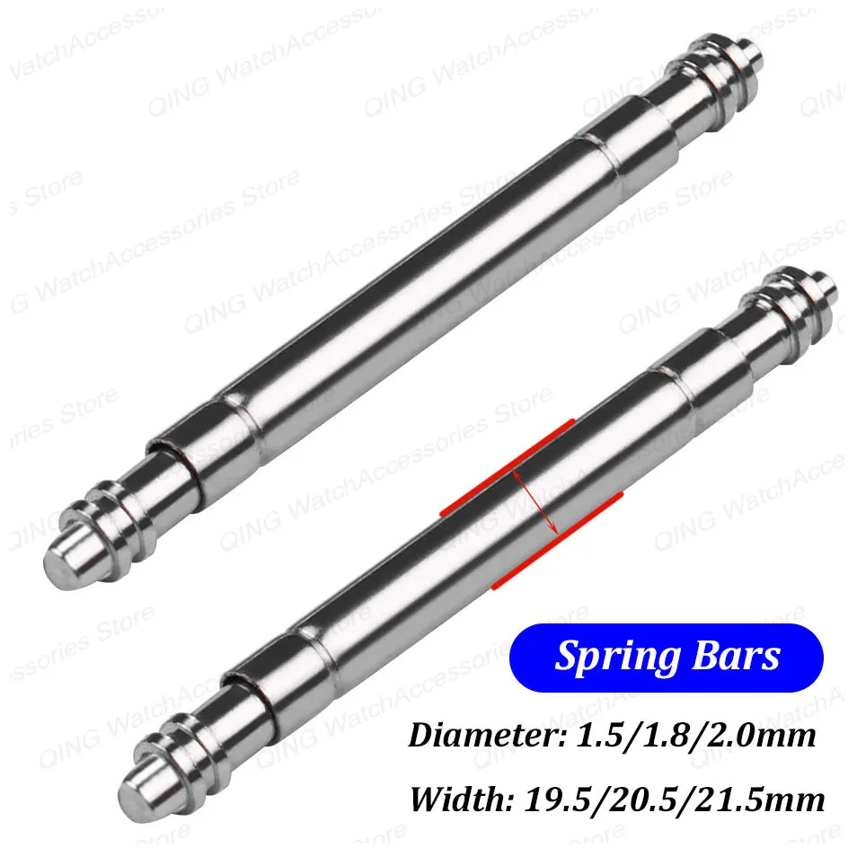 Fat Strong Spring Bars for Rolex Water Ghost 1.5mm 1.8mm 2.0mm Diameter 316L Stainless Steel Durable Link Pin 19.5 20.5 21.5mm