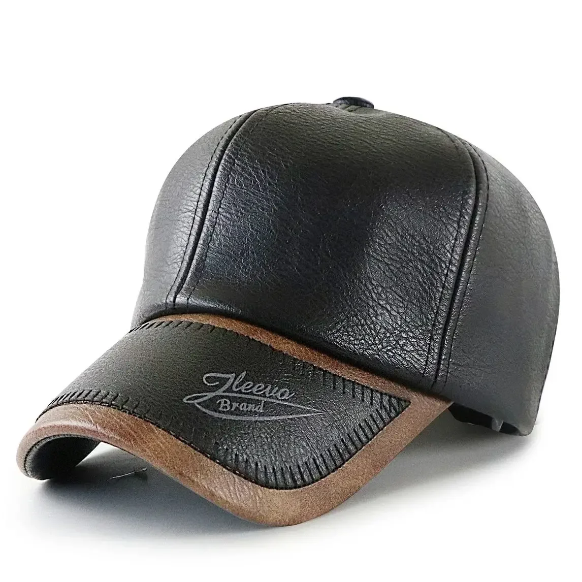 Dad Winter Wind Proof Warm Leather Baseball Cap Male Outdoor Casaul PU Hat Man Velvet Snapback Caps 56-60cm