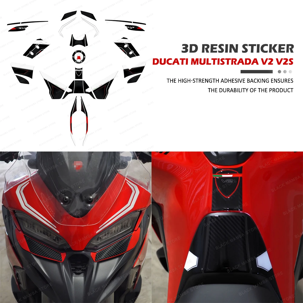 

For Ducati Multistrada V2 V2s 2025 Motorcycle Accessories 3D Epoxy Resin Tank Pad Protection Sticker