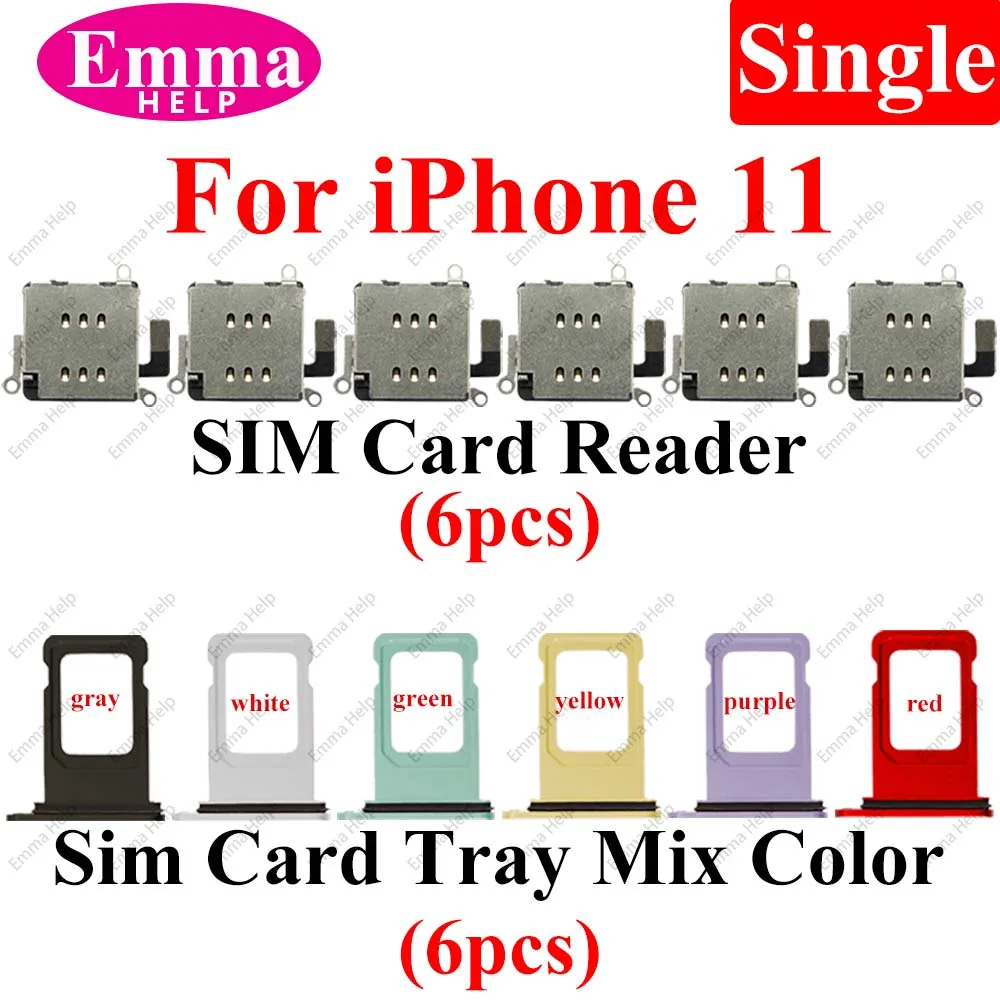 12pcs Single Sim Card Reader Connector Flex Cable For iPhone 13 12 11 14 Pro Max XR Dual Sim Card Tray Slot Holder Adapter