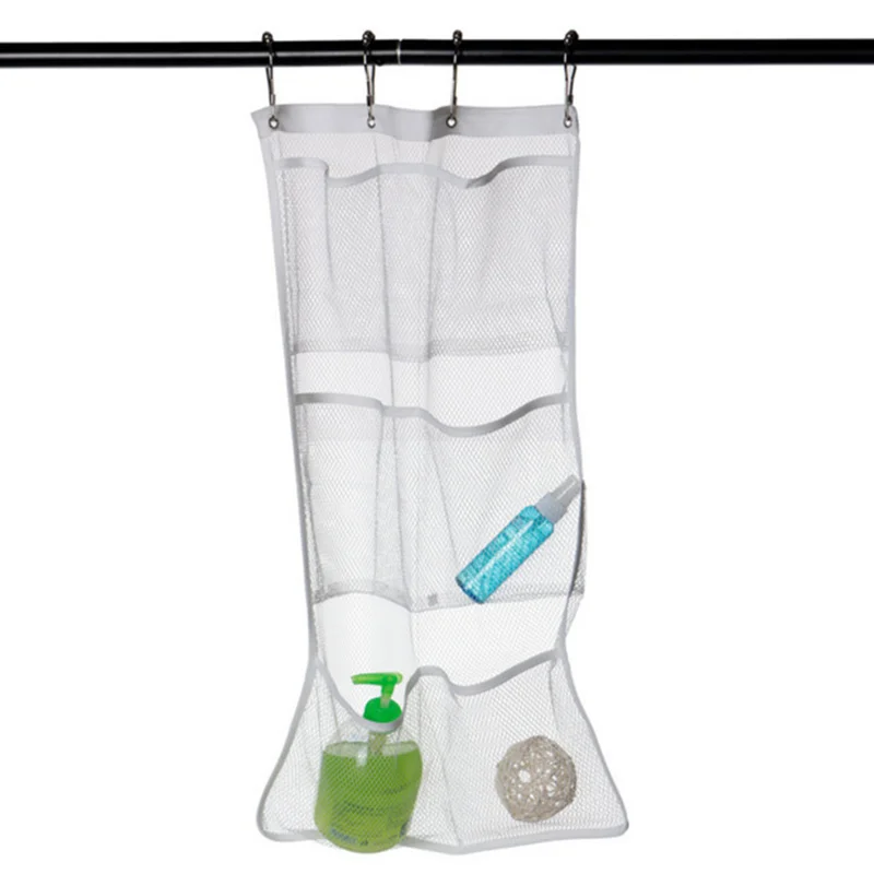 Six Pockets Bath ganizer Shower Storage Bags Bathroom Accessories Mesh Toiletries Hanger Home ganization Solutions