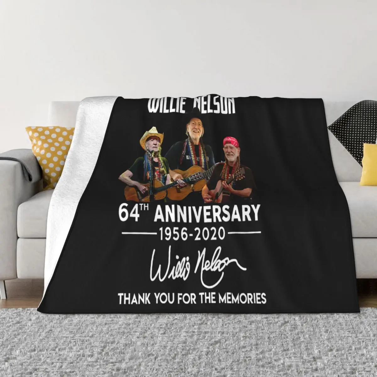 Willie Nelson 64Th Birthday 1956 2020 Thank You For The Memories Retro Plus Size Throw Blanket