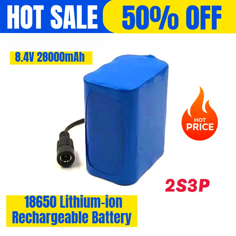 

8.4V 28000mAh 18650 Lithium-ion Rechargeable Battery Pack with Protection Board Bicycle Headlights