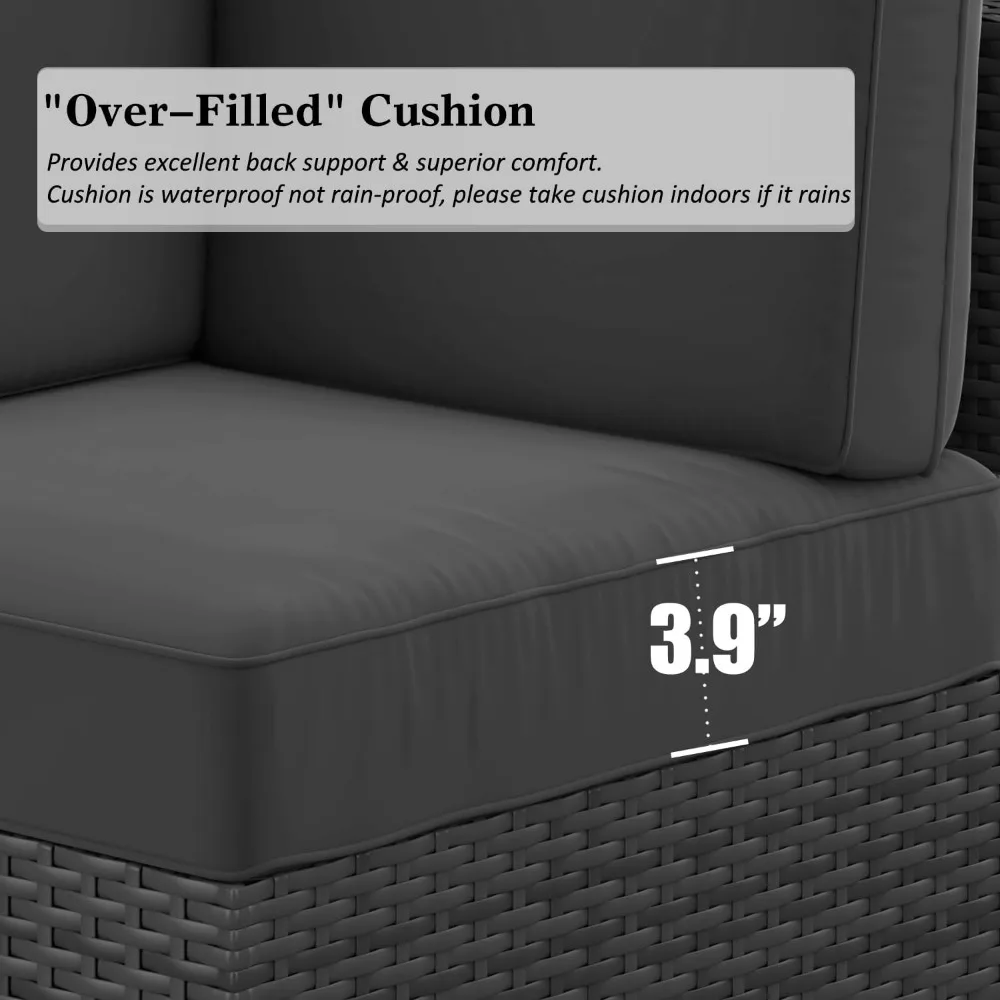 8 Piece Patio Furniture Set with 44"Fire Table, Outdoor Furniture Conversation Set Wicker Rattan Sofa Set with Coffee Table image 3