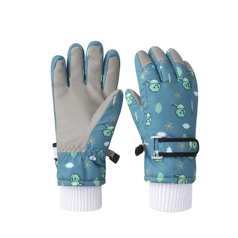 Children's Finger Gloves Winter Outdoor Kids Boys Girls Padded Lining Warm Waterproof Windproof Cartoon Thick Ski Gloves