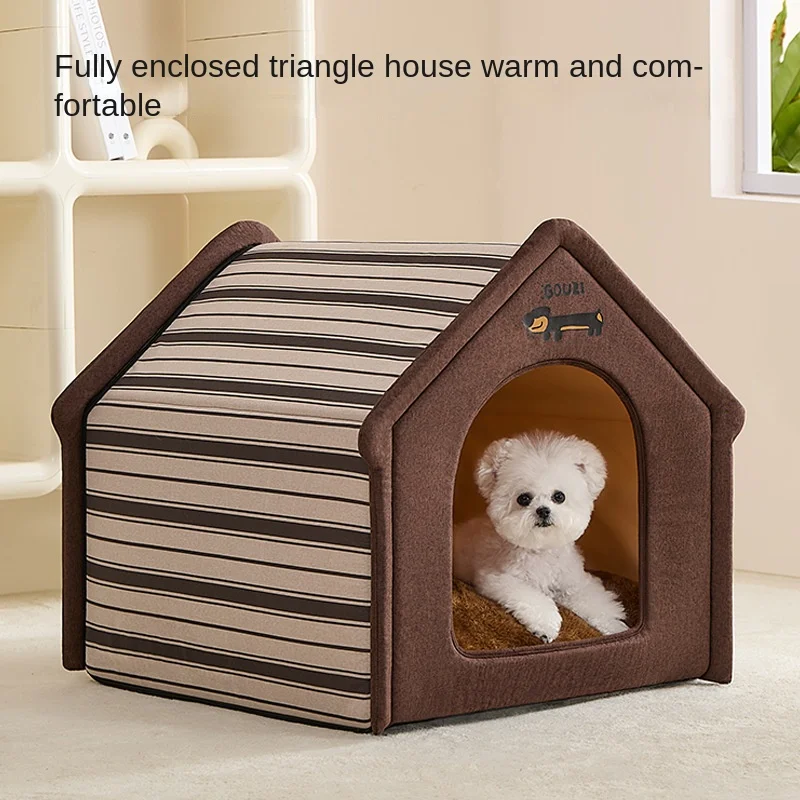 

Plush dog bed pet warm house Soft and comfortable cat house foldable detachable washable puppy cave sofa nest