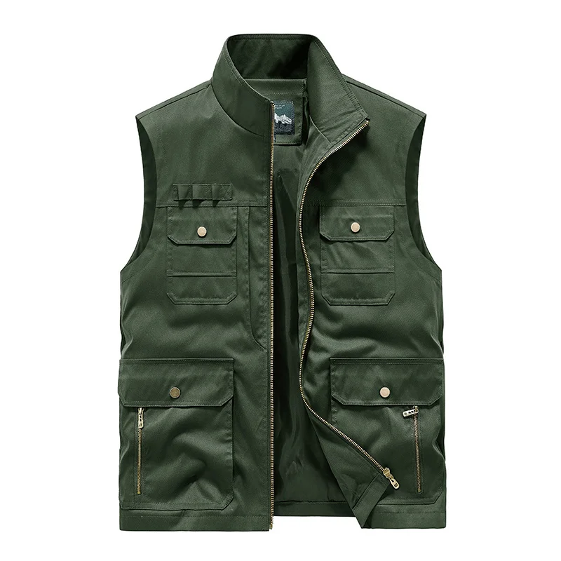 Chaleco militar táctico para hombre, sin mangas con múltiples bolsillos Parka, chaqueta vaquera, ropa de pesca, motociclista