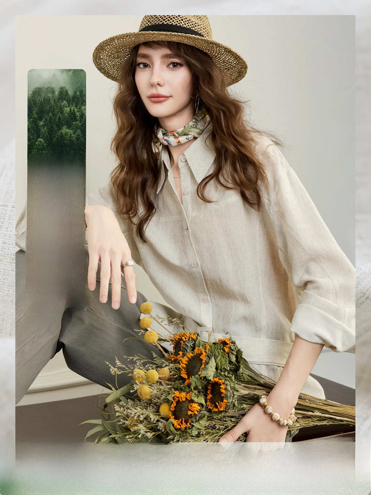 

Lauras Club Lcelin Linen Belted Waist Commute New Shirt Women Loose Fit Long Sleeve Button up Pure Color Wear Resistant
