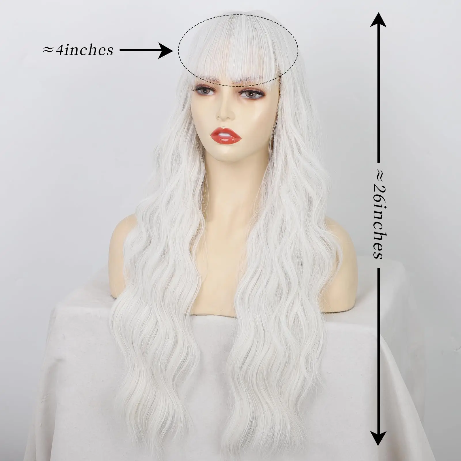 White Long Curly Synthetic Wig for Cosplay