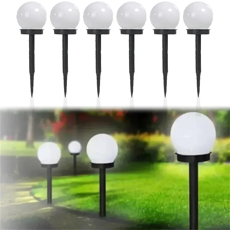 6PCS LED Solar Lawn Light Spherical Energy Saving Waterproof Simple Atmosphere Lighting Outdoor Garden Lawn Street Garden Lights