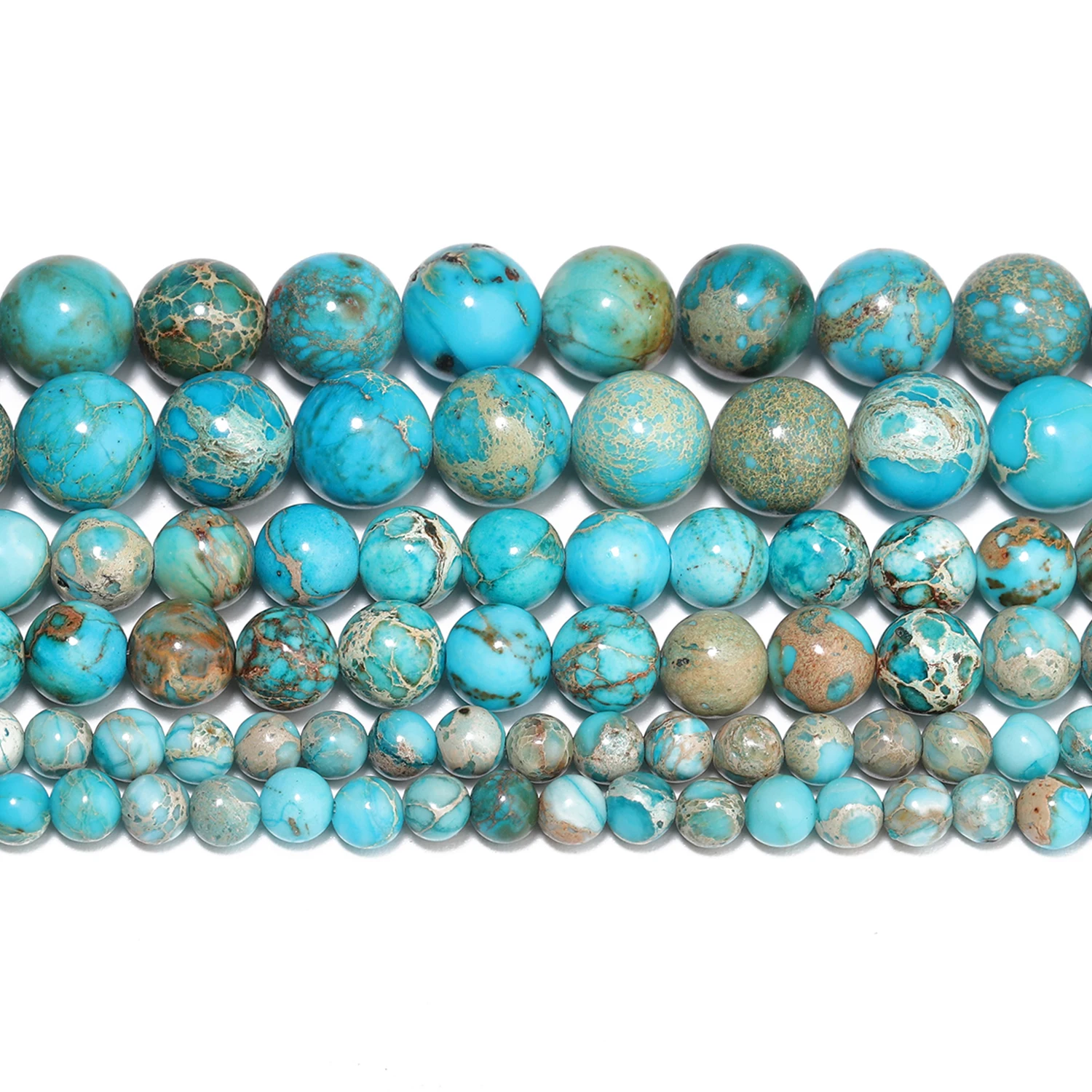 Natural lake Blue Stone Sea Sediment Jasper High Quality Round Stone Spacer Beads For Jewelry Making DIY Bracelet Accessories