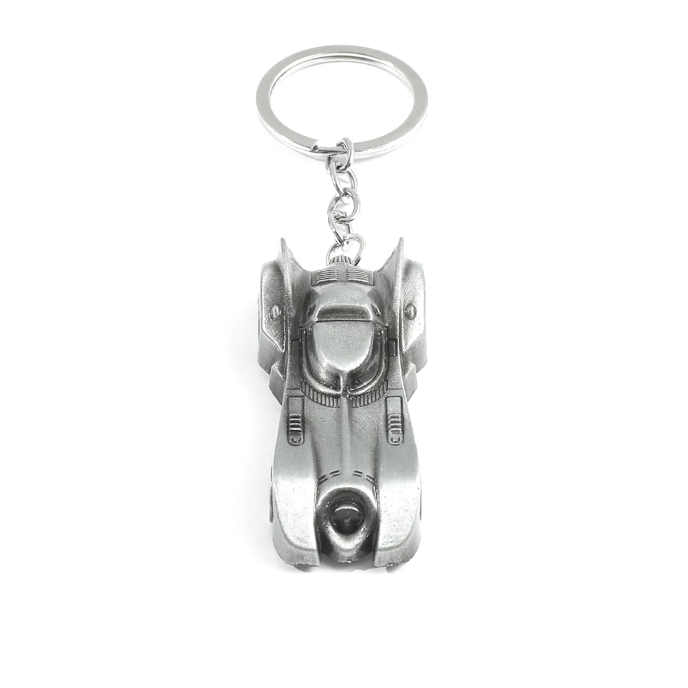 Classic Vintage Silver Color Batman Car Pendant Keychain for Men Boys Fans Collection Decoration Keys Rings Accessories