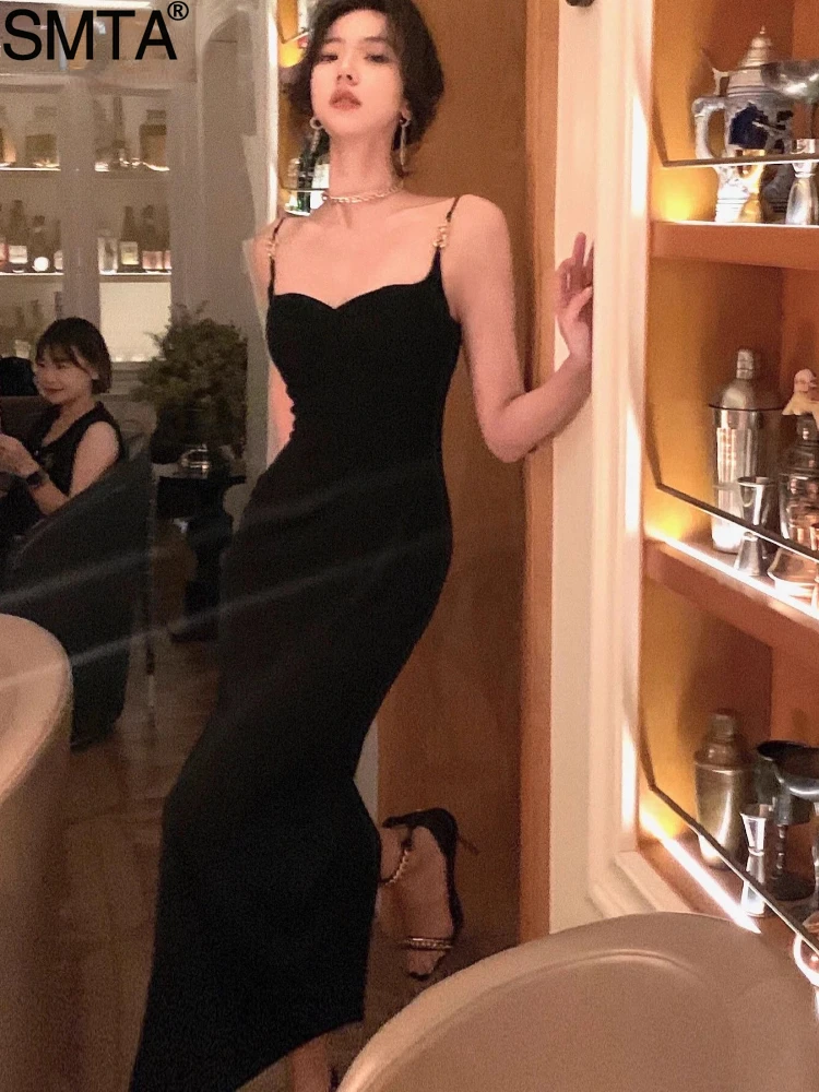 Vintage Designer Fashion Sexy Slim Fit Bodycon Dress for Women Long Party Club Prom Evening Strap Midi Dresses Summer 2024 Robe