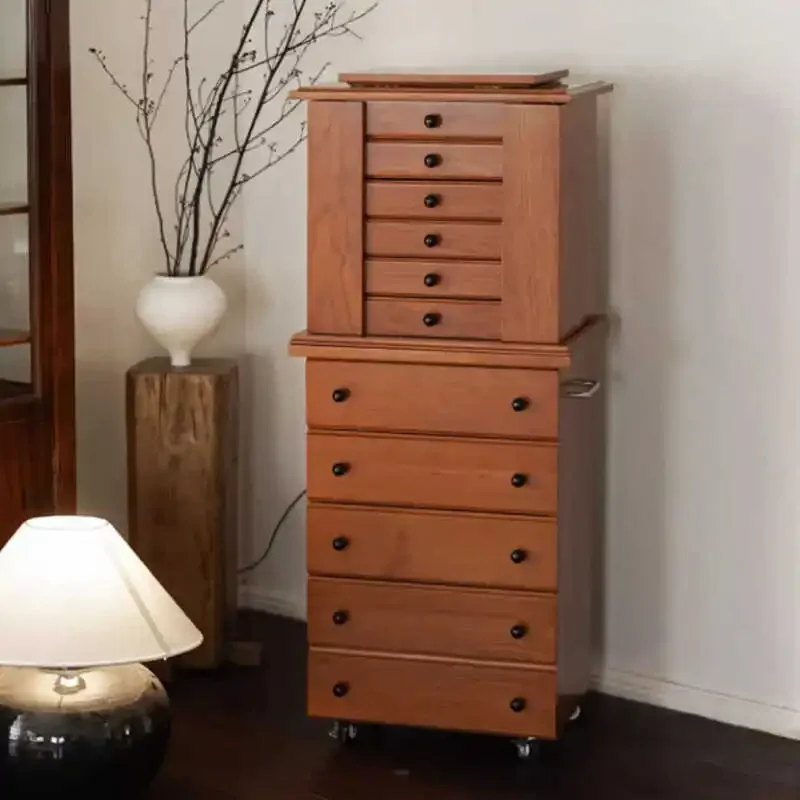 Bedroom jewelry cabinet retro living room drawer multi-layer storage locker multi-functional wall bedside table