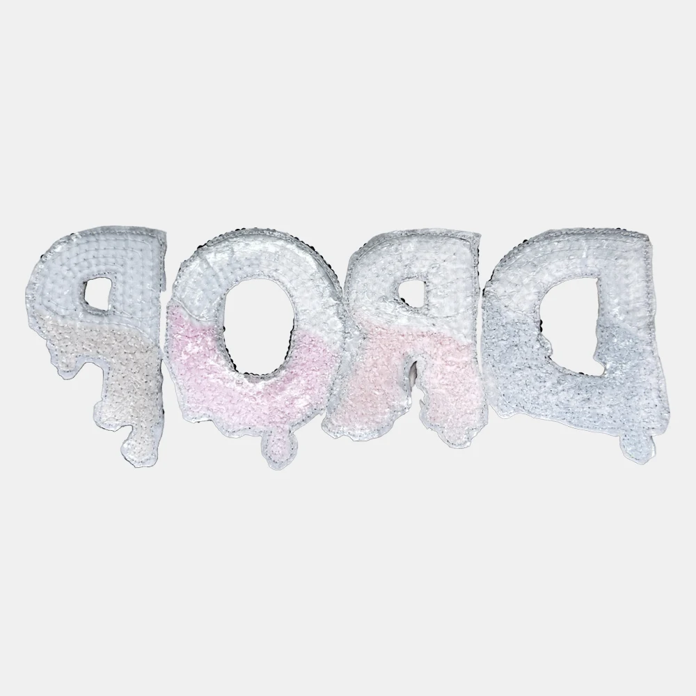 1 Piece 24*9.5 cm Sequined Letter DROP Patch Fashion Shining Iron on Patch for Clothing DIY Decoration Accessories Back Adhesive