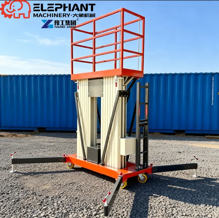 Load Capacity 150kg 4-10m Aluminum Alloy Lift Tables Vertical Single Mast Column Lifting Work Platform Lifts