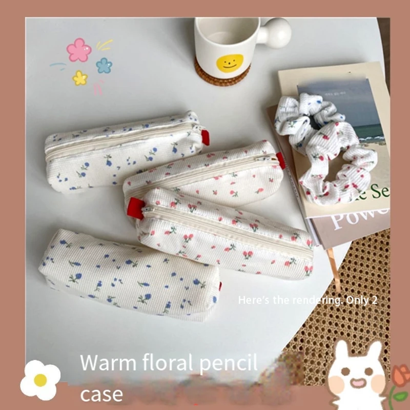 2 حزم القرطاسية حقيبة تخزين القطن لطيف صغير جرلي القلب حقيبة تخزين القرطاسية الصغيرة