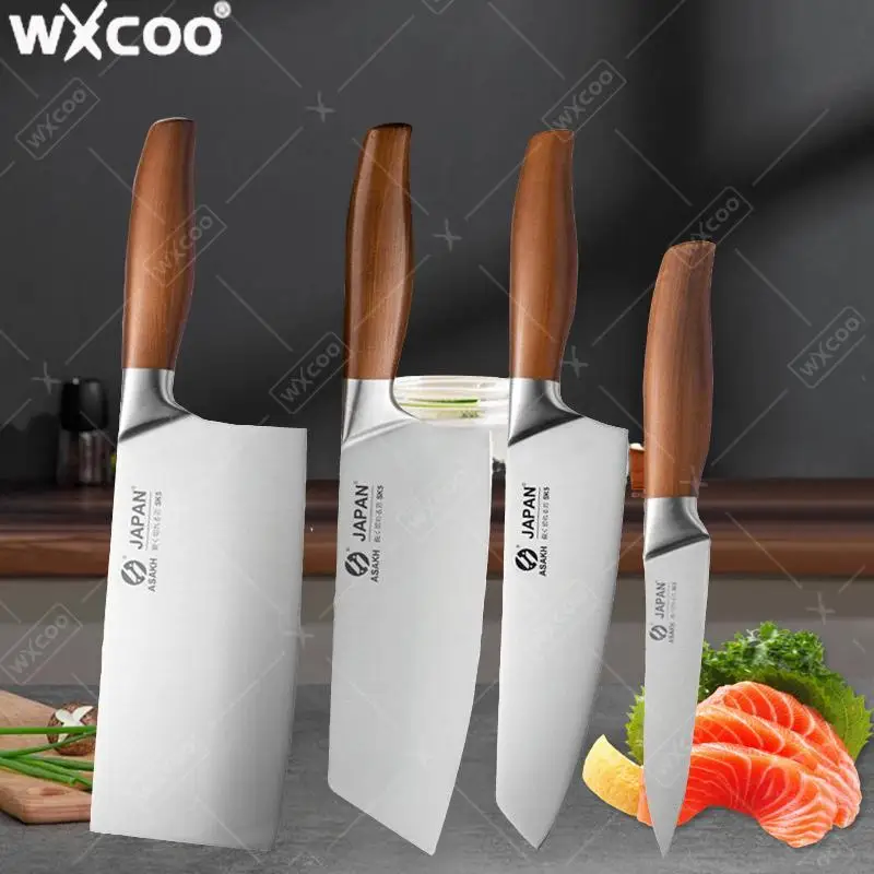 WXCOO Professionelles japanisches Küchenmesser, Kochwerkzeug, Fleischbeil, Fischfiletmesser, Allzweckmesser aus Edelstahl, Obstschäler
