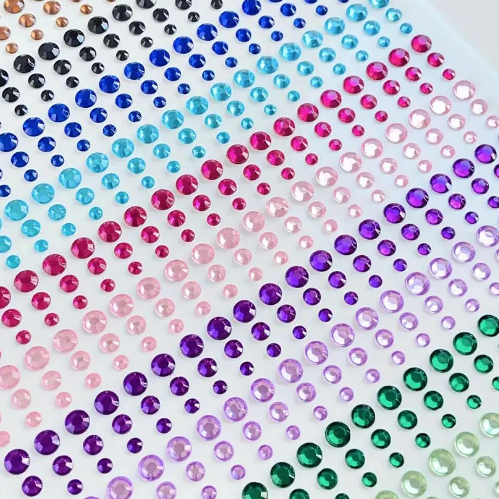 162/216/900Pcs Colorful Makeup Face Diamond 2/3/4/5mm Adhesived Rainbow Crystal DIY Christmas Festival Face/Body Glitter Diamond