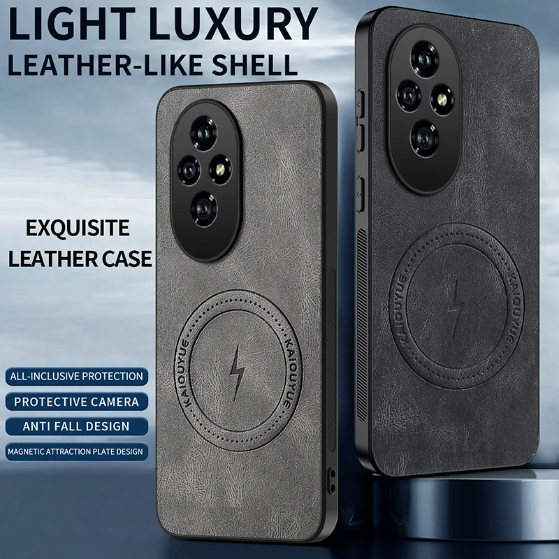 

For Honor200 Honor 200 Pro 400 Pro 5G x9D Leather Phone Case Lens Protective Original for Magsafe Magnetic Wireless Charge Cover