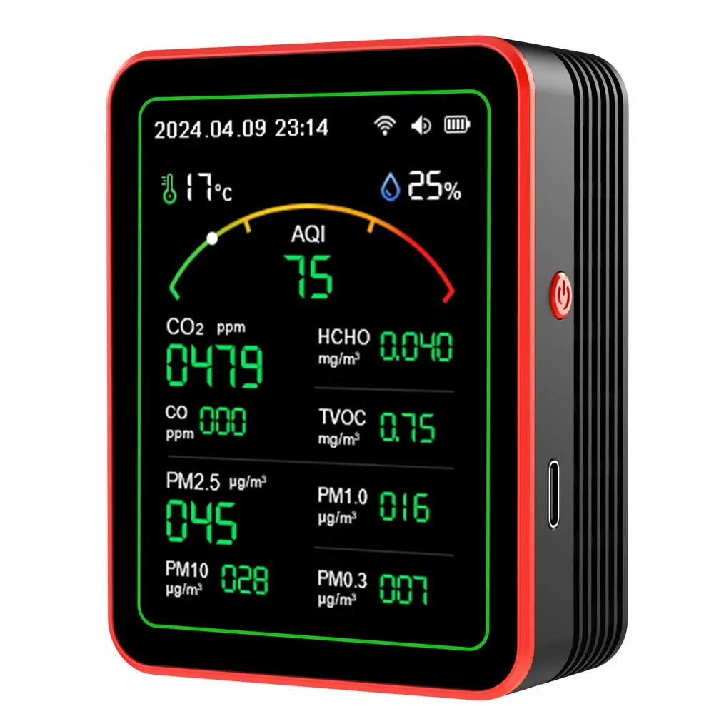 WiFi 15 in1Air Quality Monitorambient Air Co Meter Detector Pm2.5 Carbon Dioxide Pollution Gas Detector for Indoor Co2