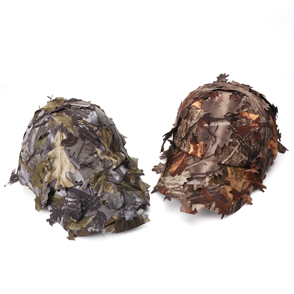 NEUE Camouflage Outdoor Taktische Kappe mit 3D Bionic Leaf Camo Jagd Hut Versteckte Dschungel Sniper Hut Sonnenschutz Kappe – Detail 1