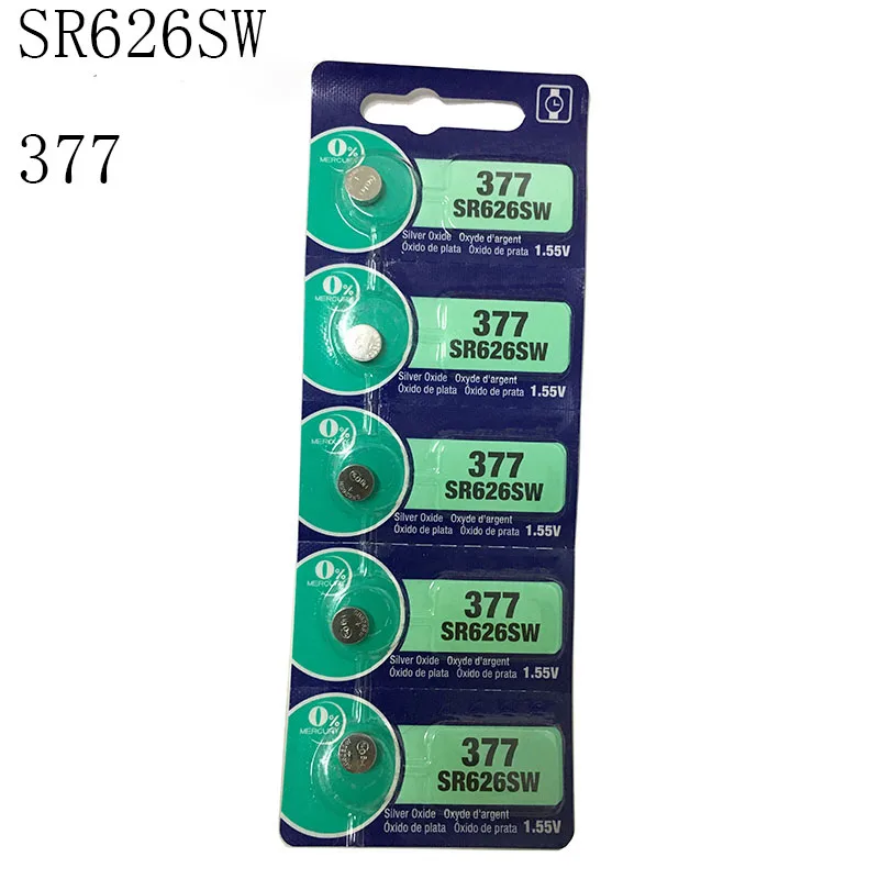 10PCS/LOT SR626SW /AG4/LR626/377 1.55V Silver oxide battery for Watch