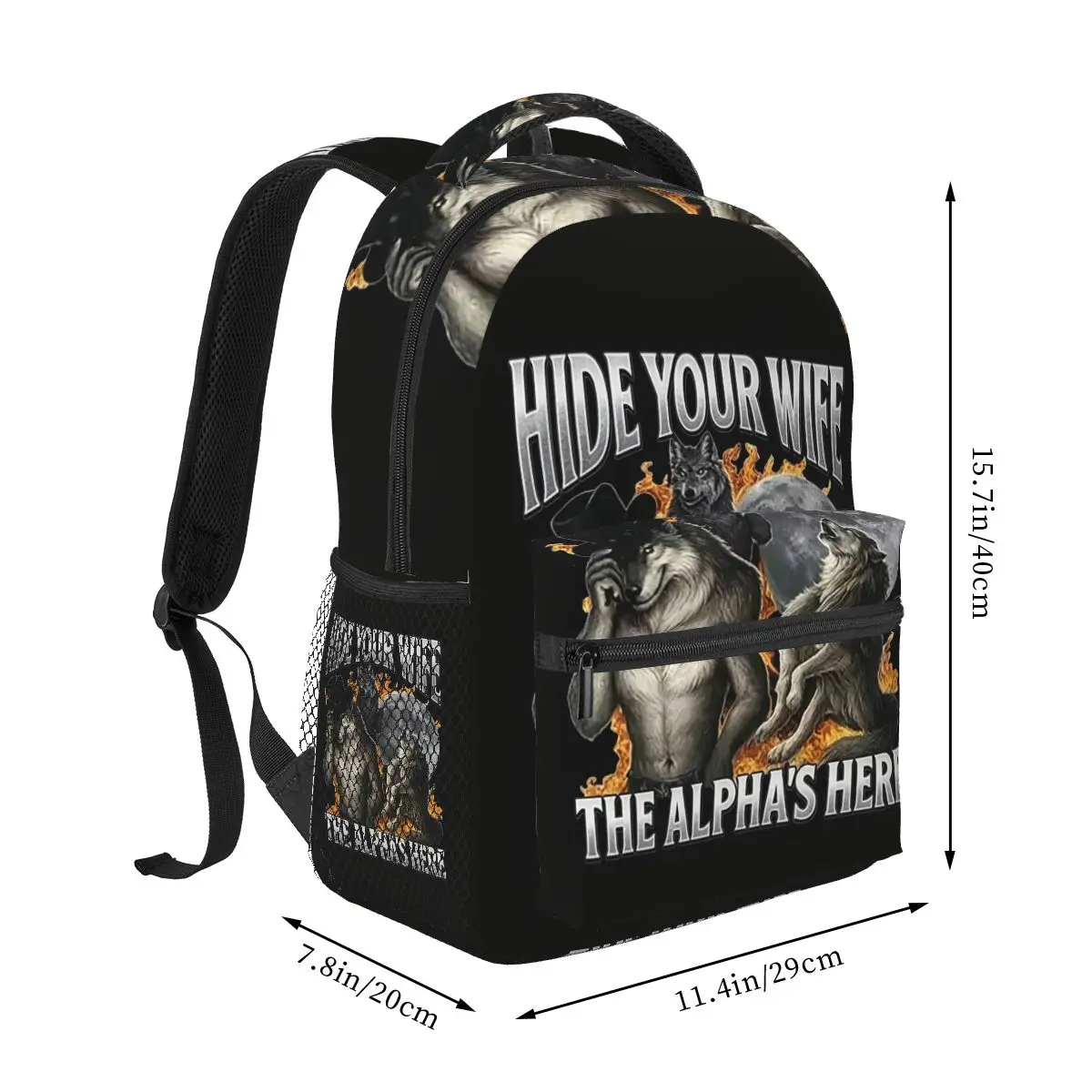 Hide Your Wife Alpha Werewolf Is Coming Meme Backpack Student Boys Girls BookBag Children School Bag Shoulder Bags for Men Women