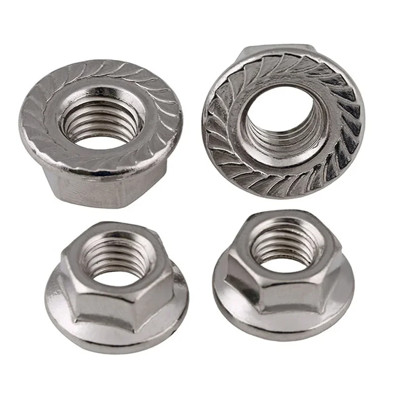 M2 M2.5 M3 M4 M5 M6 M8 M10 M12 M14 M16 M20 316/304 Stainless Steel Carbon Steel Hexagon Flange Nut Hex Lock Nuts With Pad 6