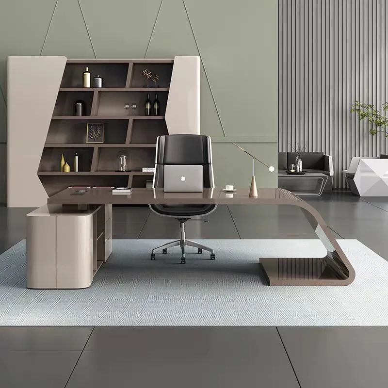 K Painted blue desk modern minimalist female president office high-end atmosphere manager office desk and chair