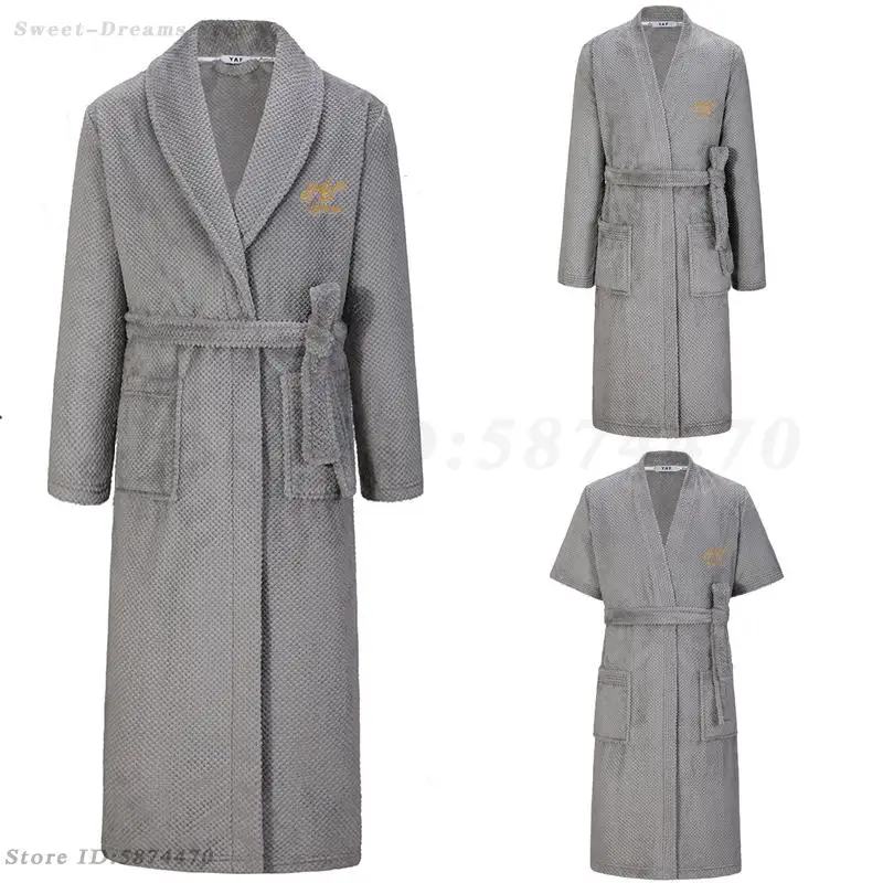 

Sexy Adult Men's Kimono Bathrobe Gown Female Soft Absorbing Robe Yukata Thicken Flannel Couple Sleepwear Big Size 3XL Home Wear