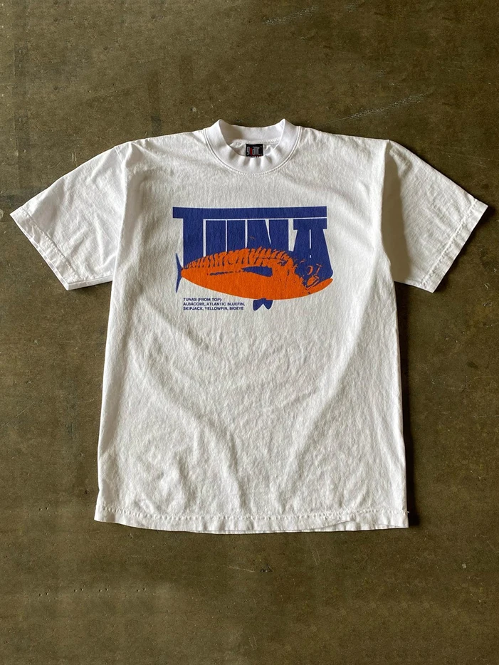 

Pure Cotton 260g Oversize High Street Retro Fish Men's Short Sleeve T-shirt Small Chen Story Multi Cultural Apparel