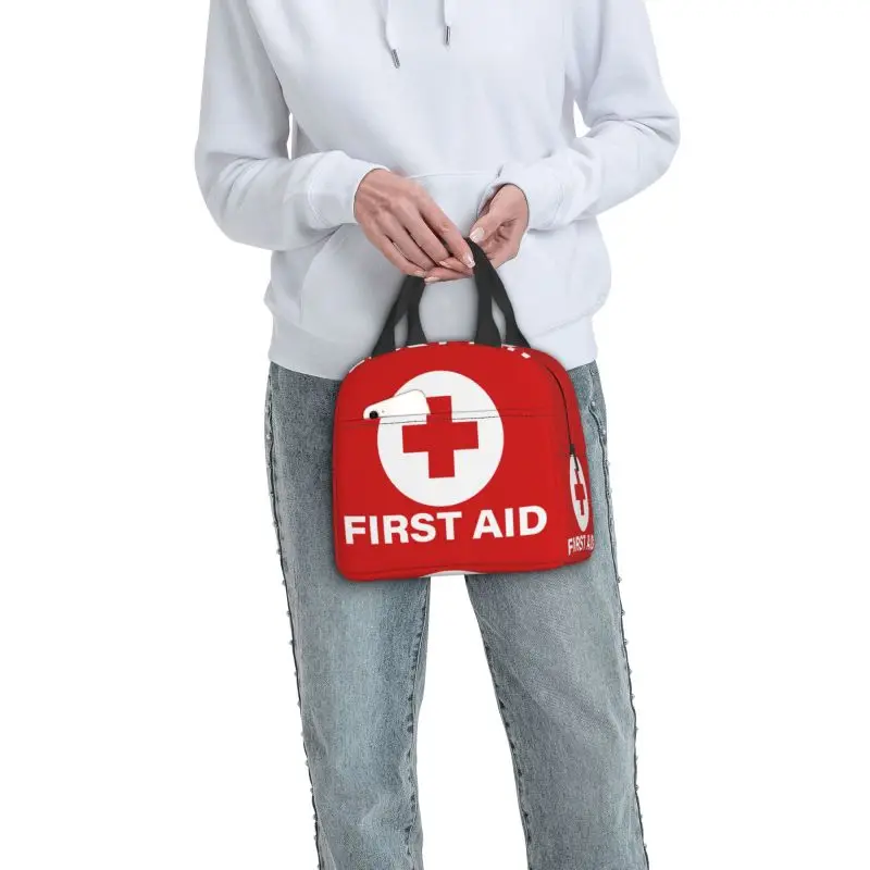 First Aid Emergency Medicine Lunch Bag Men Women Cooler Warm Insulated Lunch Box for Doctor Nurse Work Food Picnic Tote Bags