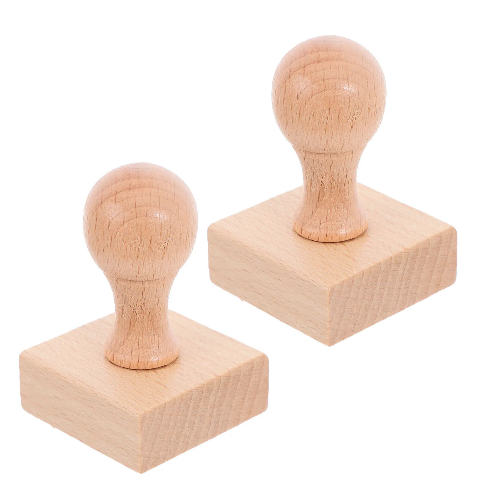 2 pçs montagens de carimbo de madeira em branco para diy selo fazendo projetos de artesanato alça redonda design conforto aperto selos de madeira para artesanato